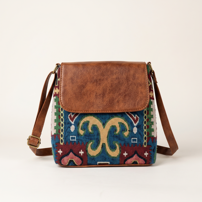 Jacquard Cross Body Flap Sling - Multi Color Weave