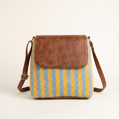 Jacquard Cross Body Flap Sling - Strips