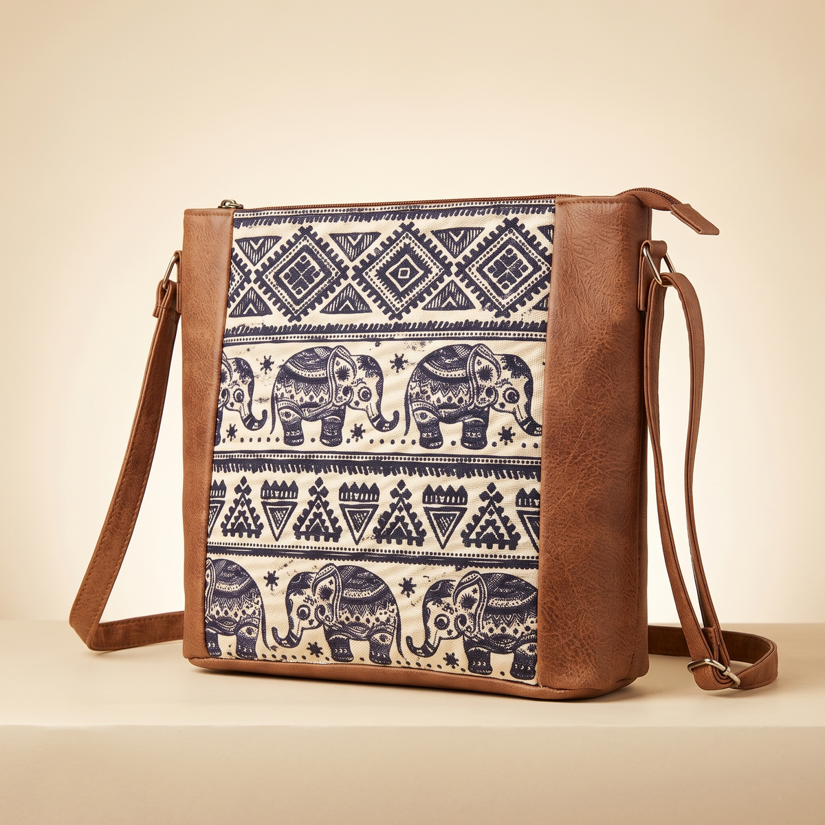 Jute Frame Sling - Handcrafted Traditional Crossbody Bag - Elephant