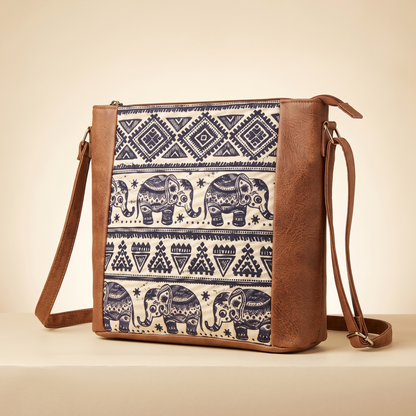 Jute Frame Sling - Handcrafted Traditional Crossbody Bag - Elephant