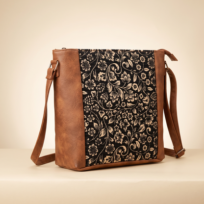 Jute Frame Sling - Handcrafted Traditional Crossbody Bag - Kalamkari