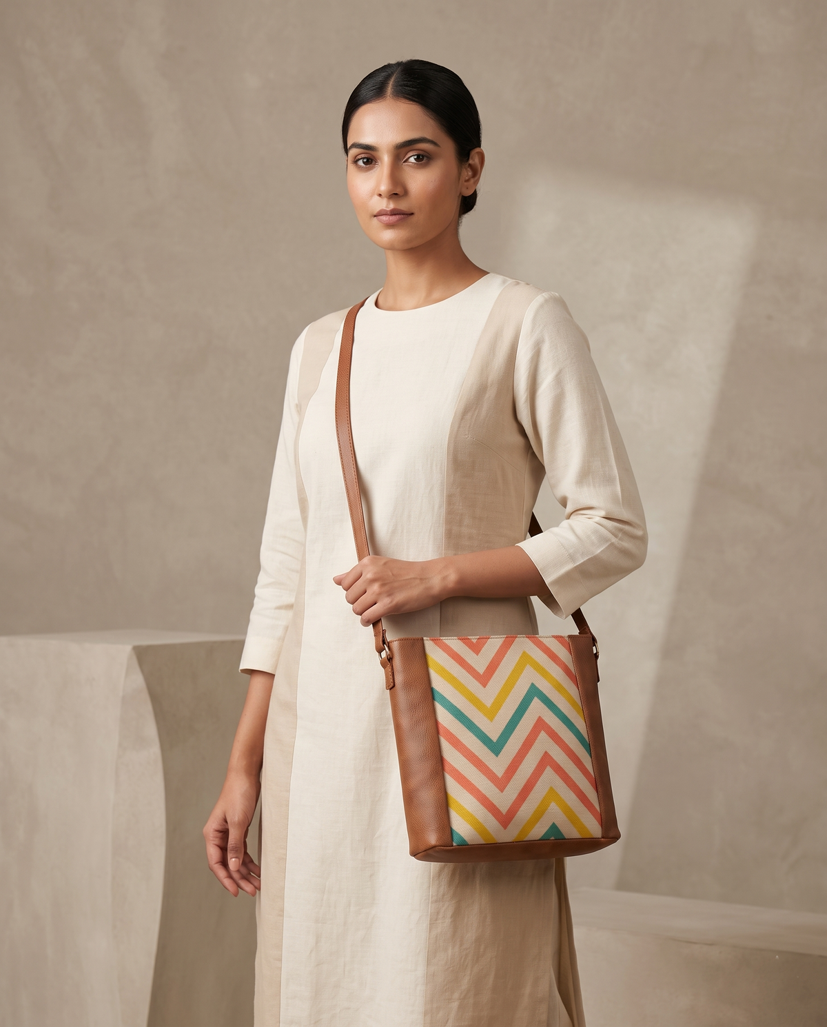Jute Frame Sling - Handcrafted Traditional Crossbody Bag - Wave
