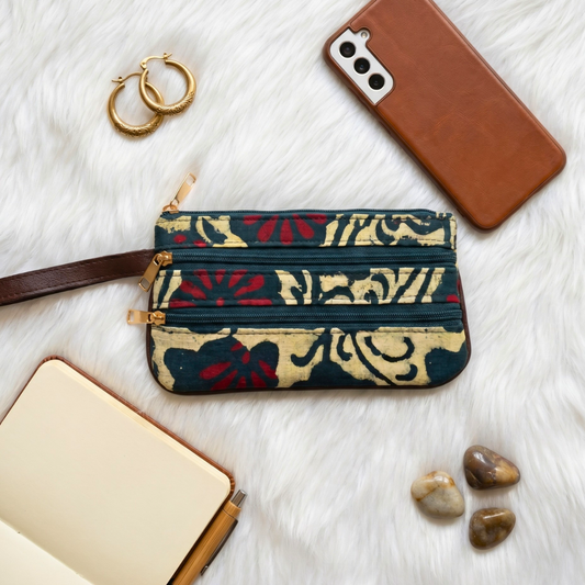 Multi Zipper Mobile Pouch For Women - Beige