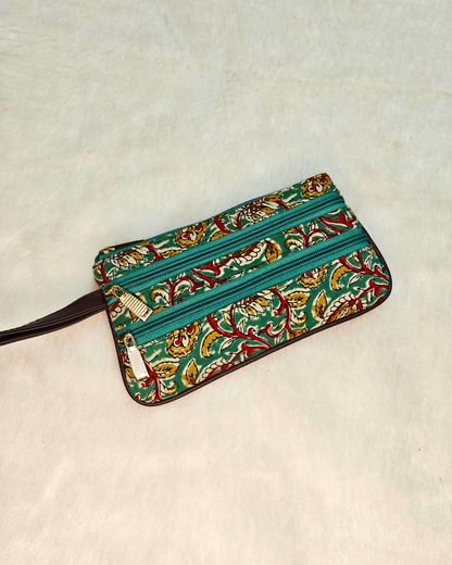 Multi Zipper Mobile Pouch For Women - Checks