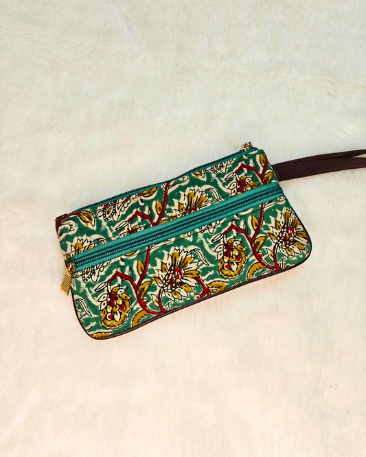 Multi Zipper Mobile Pouch For Women - Checks