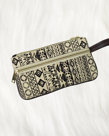 Multi Zipper Mobile Pouch For Women - Beige