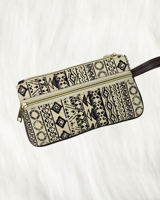 Multi Zipper Mobile Pouch For Women - Beige