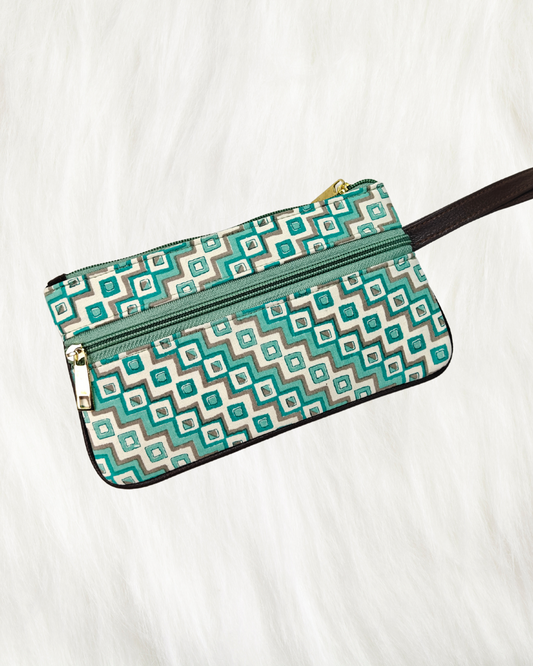 Multi Zipper Mobile Pouch For Women - Checks