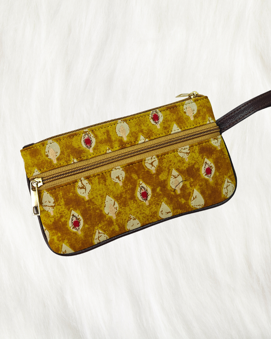 Multi Zipper Mobile Pouch For Women - Yellow
