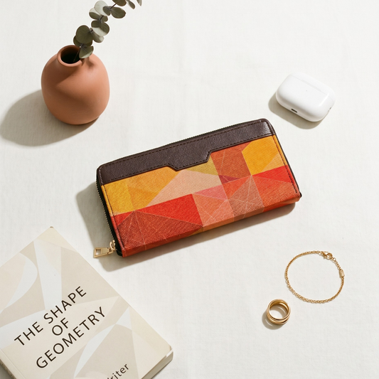 Double Zip Wallet for Secure and Organized Storage - Abstract - Surovi Bags