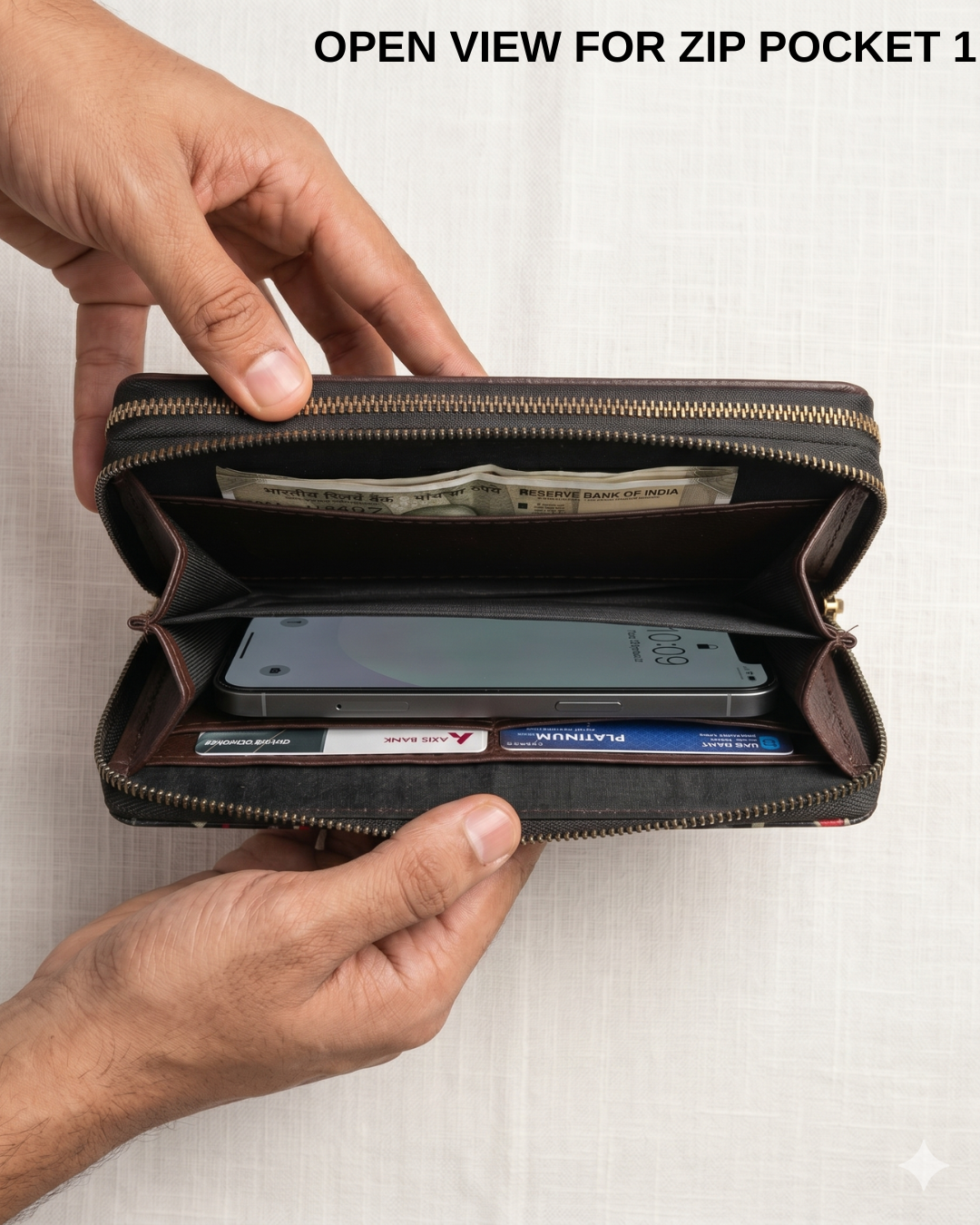 Double Zip Wallet for Secure and Organized Storage - Wave