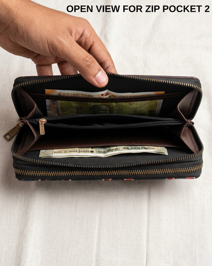 Double Zip Wallet for Secure and Organized Storage - Wave