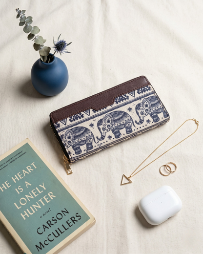 Double Zip Wallet for Secure and Organized Storage - Elephant - Surovi Bags