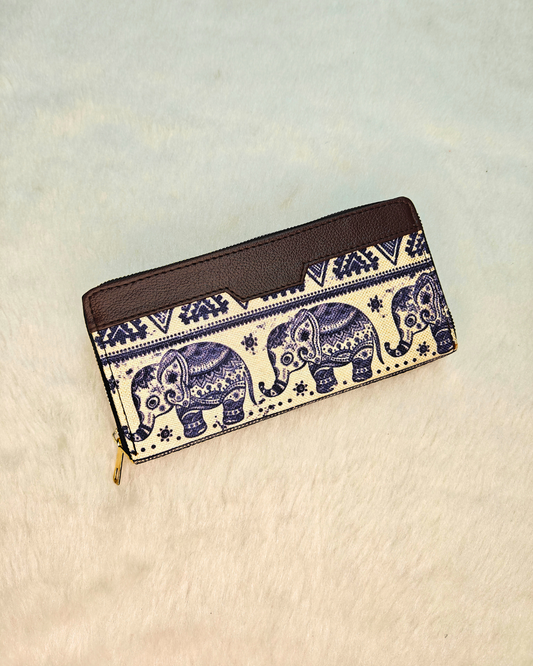Double Zip Wallet for Secure and Organized Storage - Elephant