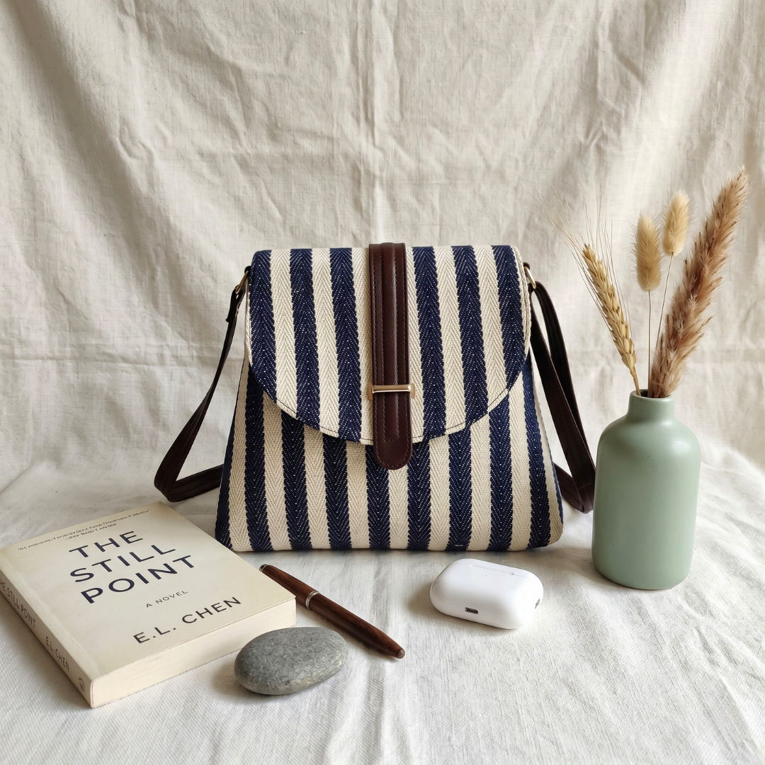 Jacquard Flap Sling Bag 2.0 -  Strips - Surovi Bags