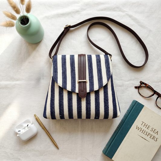 Jacquard Flap Sling Bag 2.0 -  Strips - Surovi Bags