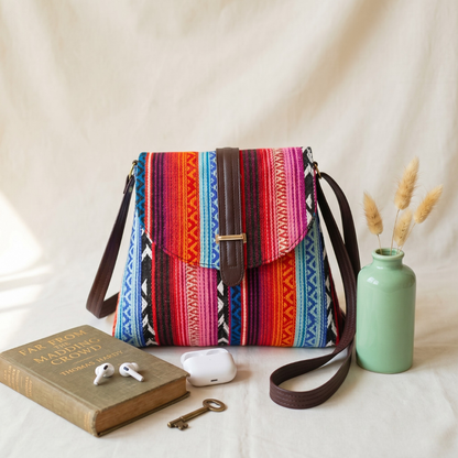 Jacquard Flap Sling Bag 2.0 -  Multi Color weave - Surovi Bags