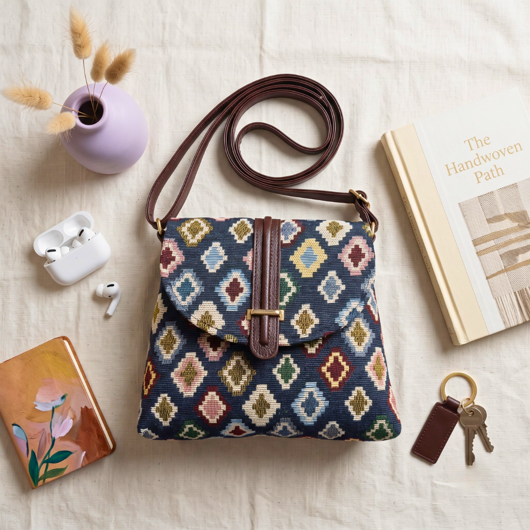 Jacquard Flap Sling Bag 2.0 -  Multi Color Motifs