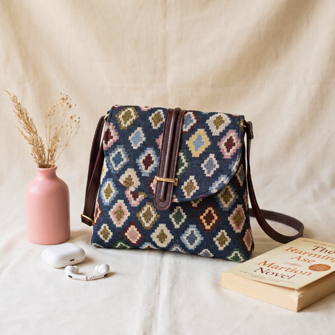 Jacquard Flap Sling Bag 2.0 -  Multi Color Motifs