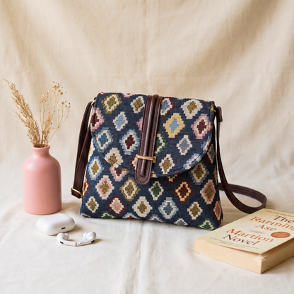 Jacquard Flap Sling Bag 2.0 -  Multi Color Motifs