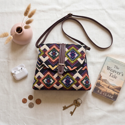 Jacquard Flap Sling Bag 2.0 -  Multi Color Tribal Weave