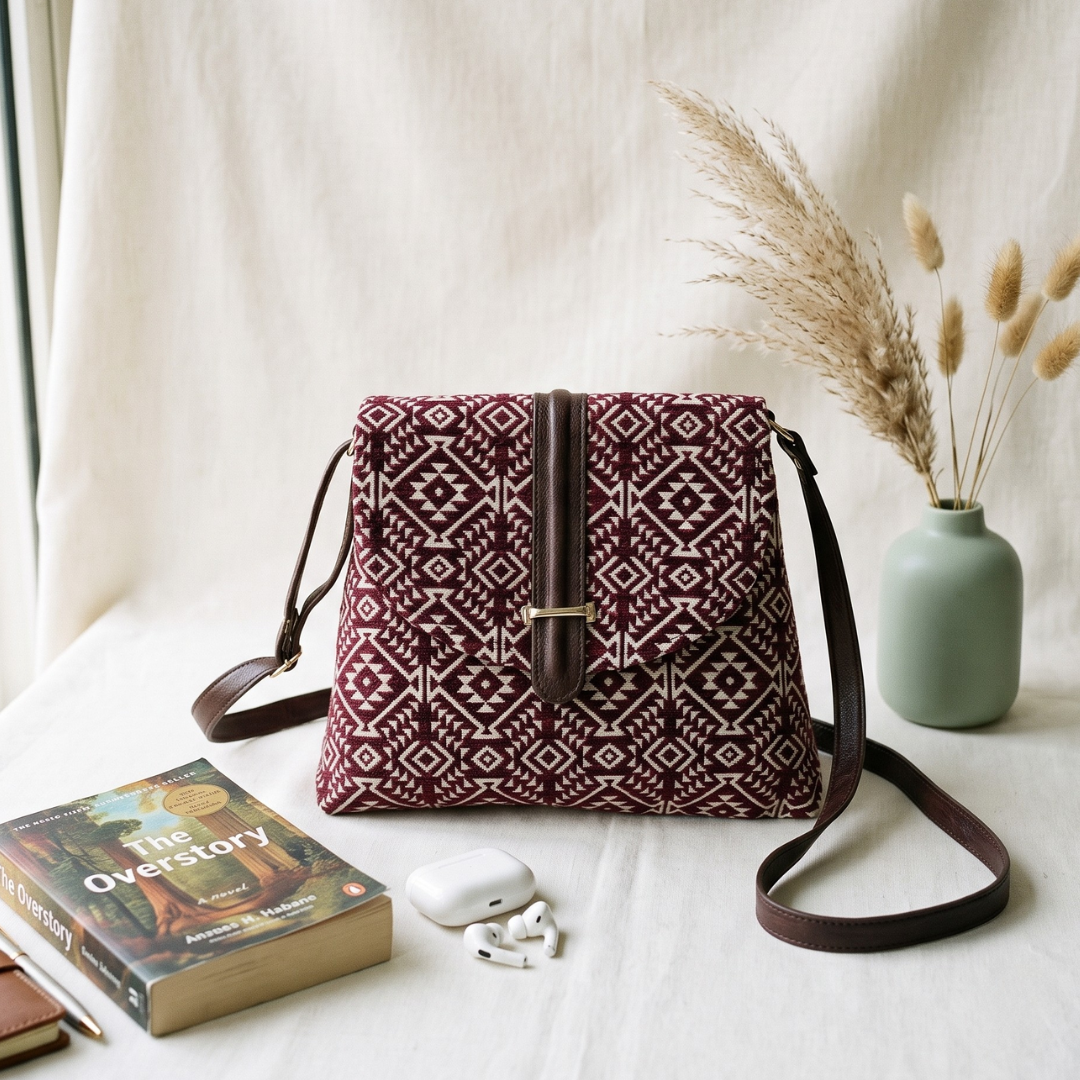 Jacquard Flap Sling Bag 2.0 -  Red Weave