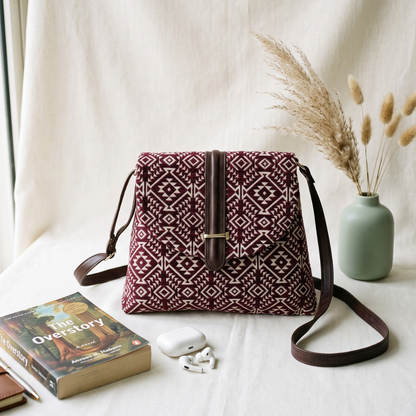 Jacquard Flap Sling Bag 2.0 -  Red Weave