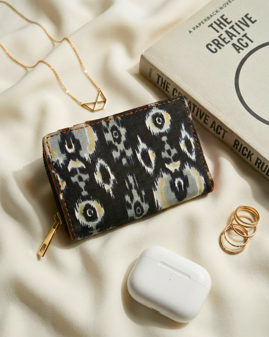 Foldable Pocket Wallet For Women - Ikkat Print - Surovi Bags
