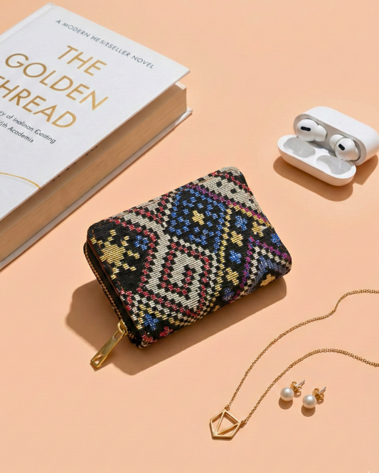 Jacquard Foldable Pocket Wallet For Women - Weave - Surovi Bags