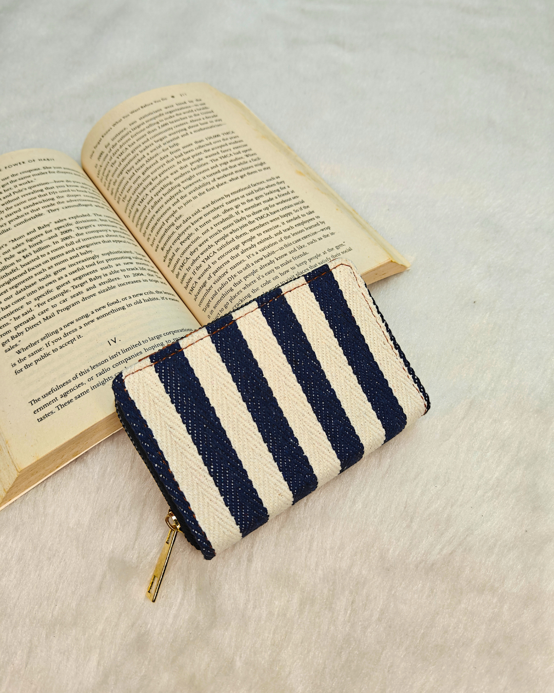 Jacquard Foldable Pocket Wallet For Women - Strips - Surovi Bags