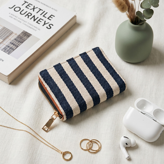 Jacquard Foldable Pocket Wallet For Women - Strips
