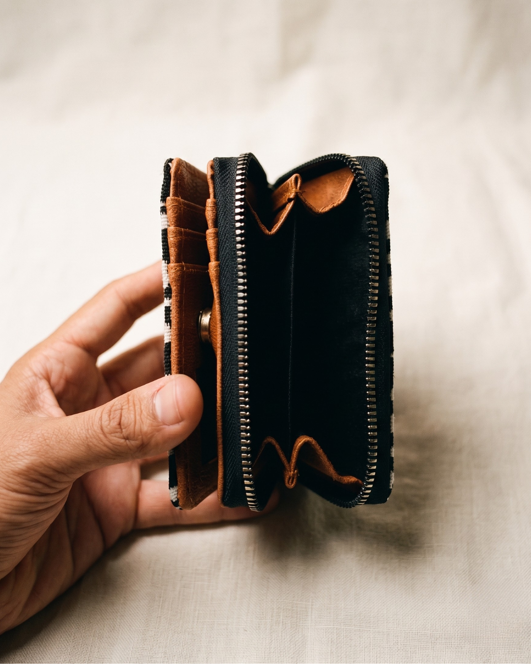Jacquard Foldable Pocket Wallet For Women - Blue Weave