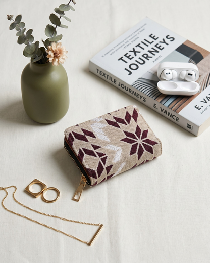Jacquard Foldable Pocket Wallet For Women - Ofwhite Weave - Surovi Bags
