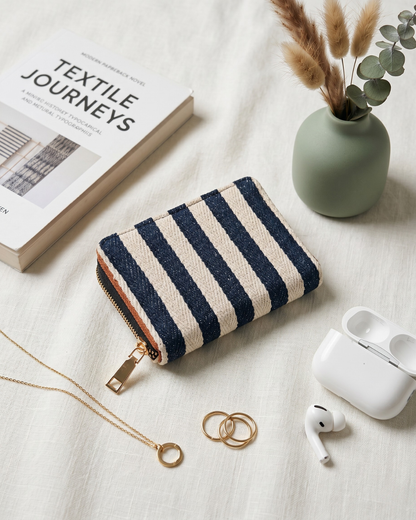 Jacquard Foldable Pocket Wallet For Women - Strips - Surovi Bags