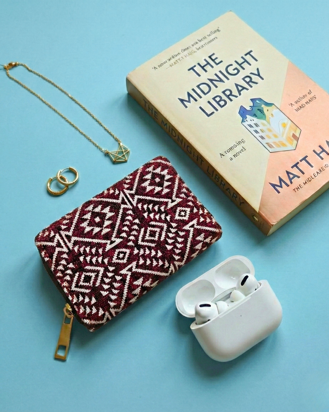 Jacquard Foldable Pocket Wallet For Women - Red Weave - Surovi Bags