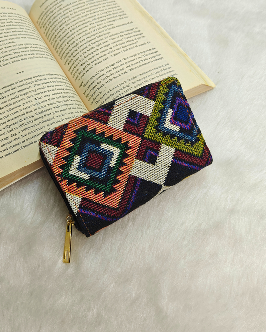 Jacquard Foldable Pocket Wallet For Women - Blue