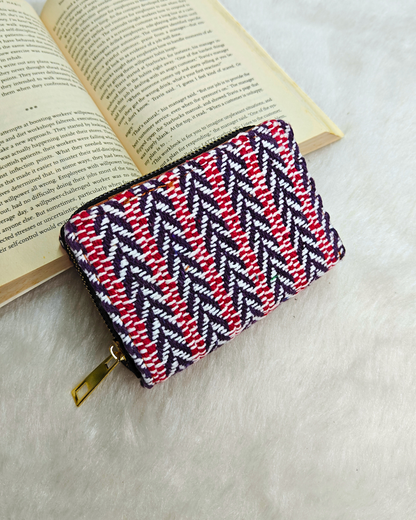 Jacquard Foldable Pocket Wallet For Women - Blue Weave