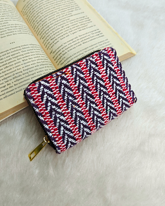 Jacquard Foldable Pocket Wallet For Women - Blue Weave