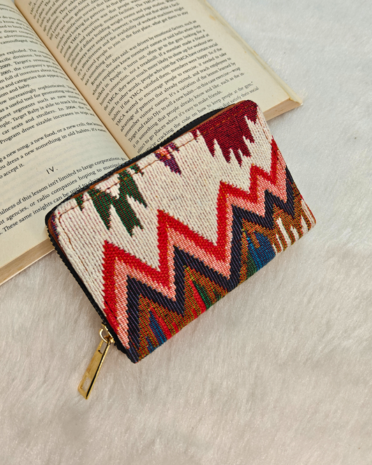 Jacquard Foldable Pocket Wallet For Women - Ikkat Weave