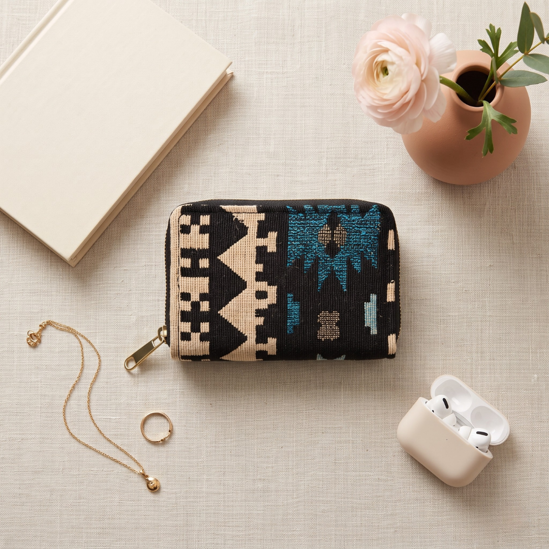 Jacquard Foldable Pocket Wallet For Women - Tribal Weave