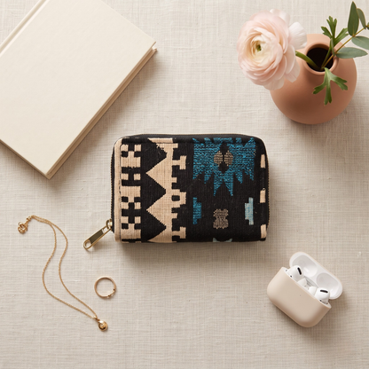 Jacquard Foldable Pocket Wallet For Women - Tribal Weave