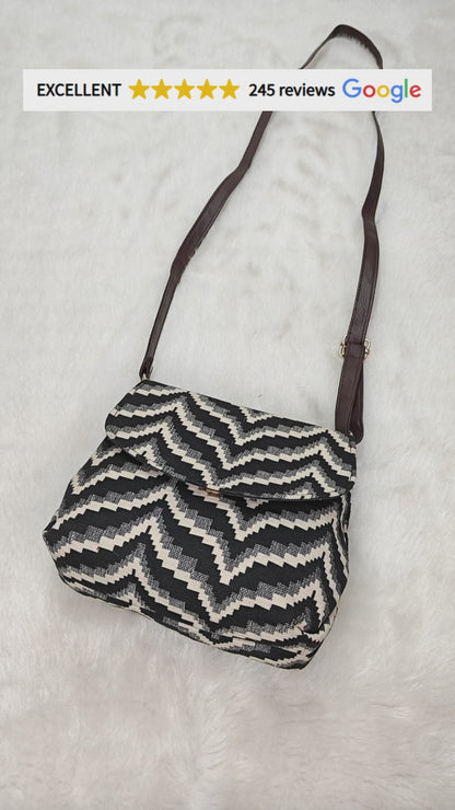 Jacquard Flap Sling Bag - Earthy Tribal