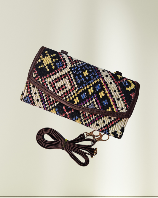Stylish and Compact Jacquard Sling Wallet - Butti