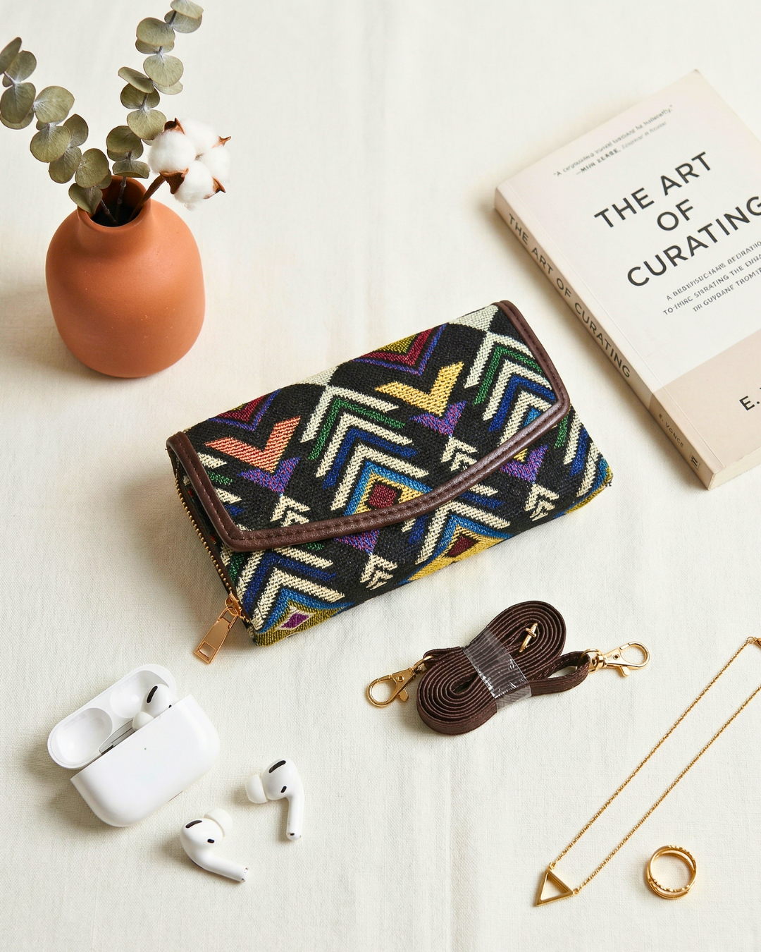 Stylish and Compact Jacquard Sling Wallet - MultiColor - Surovi Bags