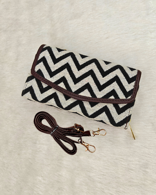 Stylish and Compact Jacquard Sling Wallet - Wave