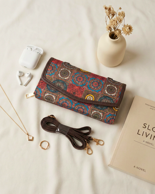 Stylish and Compact Sling Wallet - Mandala - Surovi Bags