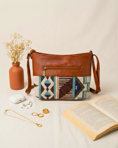 Everyday Explorer Sling Bag - Cyan Weave - Surovi Bags