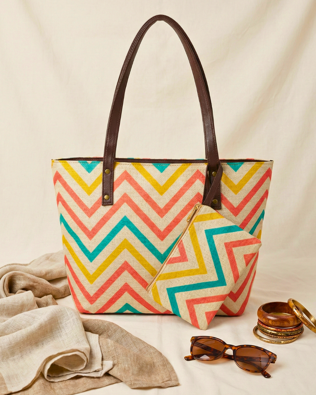 Everyday Tote bag and Pouch Combo - Wave
