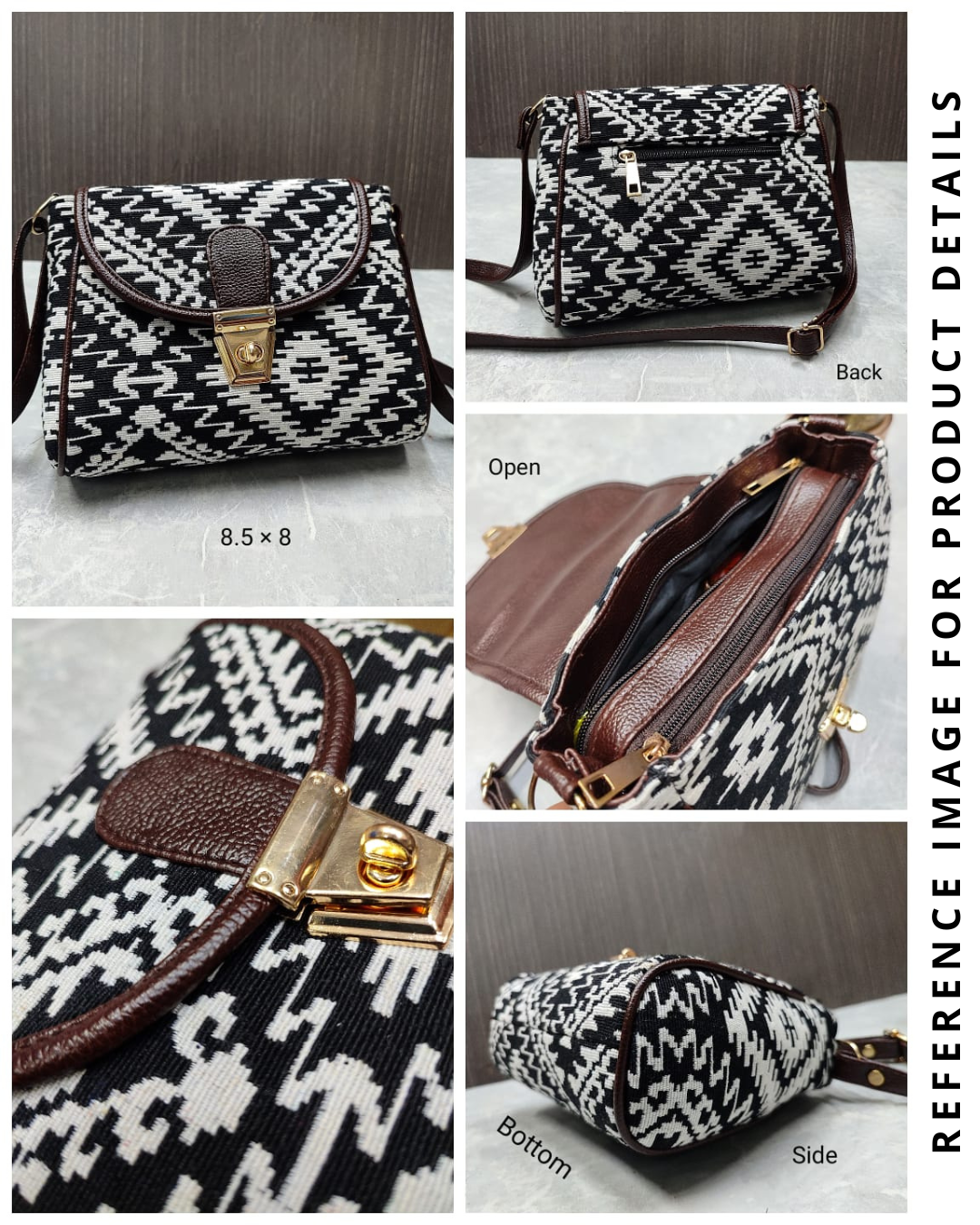 Jacquard Cotton Turn Button Sling Bag - Green Floral - Surovi Bags