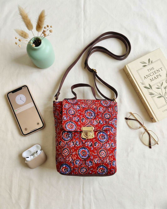 Printed Cotton Double Handle Sling - Scarlet Motif Sling